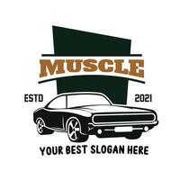 American muscle car logo vector.design vintage, vecchio stile o garage per auto d'epoca, negozio, riparazione e corse di restauro auto, concetto retrò vettore