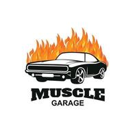 American muscle car logo vector.design vintage, vecchio stile o garage per auto d'epoca, negozio, riparazione e corse di restauro auto, concetto retrò vettore