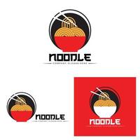 una collezione di ispirazione per il logo di noodle. modello di progettazione di cibo e ciotola cinese. illustrazione di concetto retrò vettore