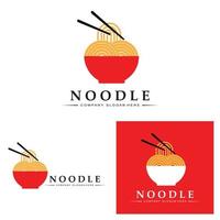 una collezione di ispirazione per il logo di noodle. modello di progettazione di cibo e ciotola cinese. illustrazione di concetto retrò vettore