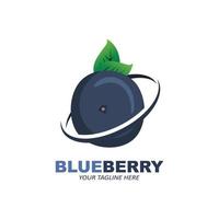 illustrazione vettoriale del logo della frutta del mirtillo frutta fresca blu viola, disponibile sul mercato può essere per succhi di frutta o per la salute del corpo, design serigrafico, adesivo, banner, azienda di frutta