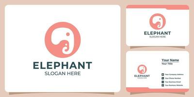 set di loghi e biglietti da visita minimalisti di elefanti vettore