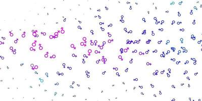 trama vettoriale multicolore leggera con simboli dei diritti delle donne.