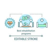 icona del concetto di migliori programmi di riabilitazione. cure mediche. ospedale per cardiopatici. illustrazione della linea sottile dell'idea di recupero cardiovascolare. disegno di contorno isolato vettoriale. tratto modificabile vettore