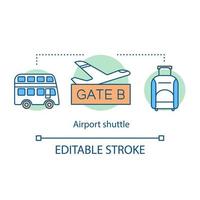 icona del concetto di navetta aeroportuale. trasferimento porta a porta. trasporto pubblico. illustrazione al tratto sottile dell'idea del servizio di trasporto. viaggio di lavoro. disegno di contorno isolato vettoriale. tratto modificabile vettore