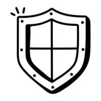 un'icona del design doodle dello scudo di sicurezza vettore