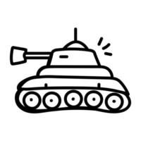 un'icona del vettore di doodle del carro armato militare