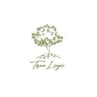 logo dell'albero d'arte linea vintage vettore