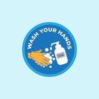 lavarsi le mani illustrazione con sfondo blu. prevenzione del coronavirus. consulenza per il pubblico relativa al 2019-ncov, cura quotidiana della persona. vettore