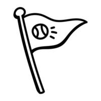 un doodle lineare di bandiera sportiva, vettore modificabile