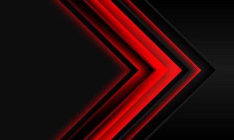 direzione astratta dell'ombra della freccia rossa sul nero metallico con il design dello spazio vuoto grigio moderno vettore di sfondo della tecnologia futuristica