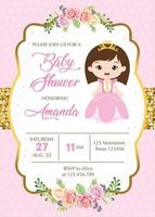 carta baby shower con piccola principessa vettore