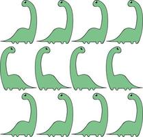 tirannosauro del fumetto isolato brontosauro. vettore dino infantile verde, animale dinosauro con macchie rotonde. specie apatosaurus brontosaurus excelsus, b. yahnahpin, e b. parvus, grande lucertola del tuono