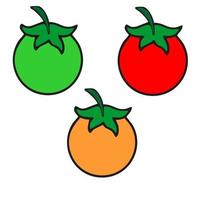 pomodori isolati su sfondo bianco. illustrazione del fumetto di vettore. verdure rosse fresche vegetariano, vegano sano cibo biologico vettore