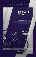 modello di banner verticale con illustrazione vettoriale di bici per il design della giornata mondiale della bicicletta