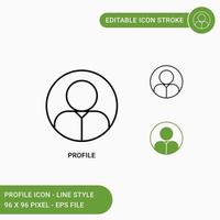 le icone del profilo impostano l'illustrazione vettoriale con lo stile della linea dell'icona. concetto di membro del profilo utente minimalista. icona del tratto modificabile su sfondo bianco isolato per il web design, l'interfaccia utente e l'app mobile