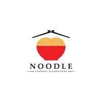 una collezione di ispirazione per il logo di noodle. modello di progettazione di cibo e ciotola cinese. illustrazione di concetto retrò vettore