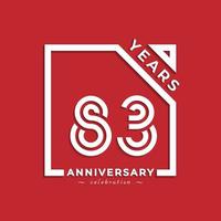 83 anni di celebrazione dell'anniversario design in stile logotipo con numero collegato in quadrato isolato su sfondo rosso. il saluto di buon anniversario celebra l'illustrazione del design dell'evento vettore