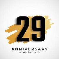 Celebrazione dell'anniversario di 29 anni con il simbolo del pennello d'oro. il saluto di buon anniversario celebra l'evento isolato su priorità bassa bianca vettore