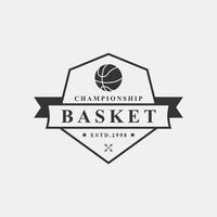 ispirazione per il design vettoriale del logo del gioco del campionato del club di basket del badge retrò vintage