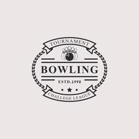 emblemi di loghi bowling badge retrò vintage e modelli di logotipo vettore
