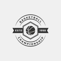 ispirazione per il design vettoriale del logo del gioco del campionato del club di basket del badge retrò vintage