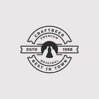 etichette del birrificio artigianale di birra artigianale retrò vintage ed elemento logo di design vettore