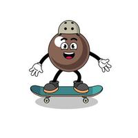 mascotte della perla di tapioca che gioca su uno skateboard vettore