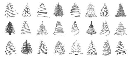 albero di natale, stile disegnato a mano, illustrazione vettoriale