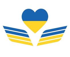 ucraina emblema cuore e ali bandiera simbolo nazionale europa astratto illustrazione vettoriale design