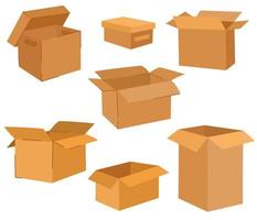 set di scatole di cartone. consegna e imballaggio. trasporto, consegna. illustrazioni vettoriali disegnate a mano isolate su sfondo bianco.
