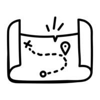 un'icona del design del doodle della mappa del tesoro vettore