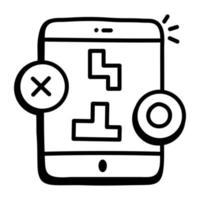 un'icona del vettore di doodle di giochi per dispositivi mobili