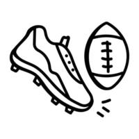 un'icona della linea doodle del calcio di rugby vettore