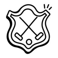 icona moderna doodle della lega di polo league, distintivo, polo, gioco, sport, bastoni, palla, icona, vettore, doodle, lineare, contorno vettore