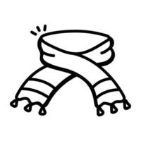 icona della linea di doodle che indica la sciarpa vettore
