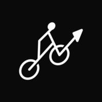concetto di logo bici e freccia. logotipo semplice, piatto, combinato e lineare. bianco e nero. adatto per logo, icona, simbolo e segno. come lo sport o il logo finanziario vettore