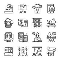 icone disegnate a mano di studio online vettore
