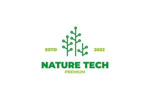 modello vettoriale del logo della tecnologia della natura piatta