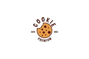 modello vettoriale di design con logo icona biscotto con gocce di cioccolato piatto
