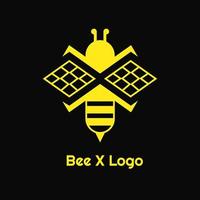 concetto di marchio di ape e lettera x. monogramma, logotipo semplice, piatto, insetto moderno e pulito. adatto per logo, icona, simbolo, mascotte e segno. come cibo, bevande e logo dell'emblema vettore
