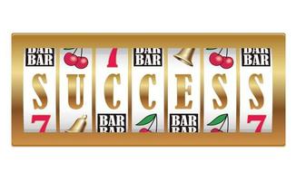 la parola, successo, mostrata sui rulli delle slot machine. illustrazione vettoriale isolato su uno sfondo bianco.