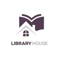 concetto di casa del libro e logo astratto per azienda, azienda, fondazione, affari, avvio e impresa. casa della biblioteca vettore