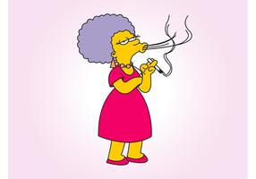 Fumando donna dei cartoni animati vettore