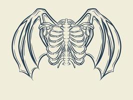 disegno vettoriale con teschio e ali del diavolo