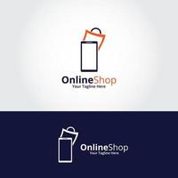 modello di disegni logo negozio online. illustrazione grafica vettoriale. perfetto per e-commerce, vendita, elemento web del negozio, emblema aziendale. vettore