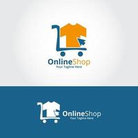 modello di disegni logo negozio online. illustrazione grafica vettoriale. perfetto per e-commerce, vendita, elemento web del negozio, emblema aziendale. vettore