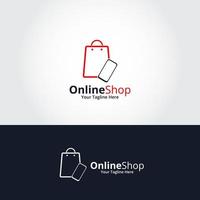 modello di disegni logo negozio online. illustrazione grafica vettoriale. perfetto per e-commerce, vendita, elemento web del negozio, emblema aziendale. vettore