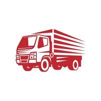 modello di logo della siluetta di vettore logistico del camion. perfetto per la consegna o il logo del settore dei trasporti. semplice con colore rosso