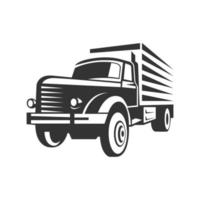 modello di logo della siluetta di vettore logistico del camion. perfetto per la consegna o il logo del settore dei trasporti. semplice con colore rosso